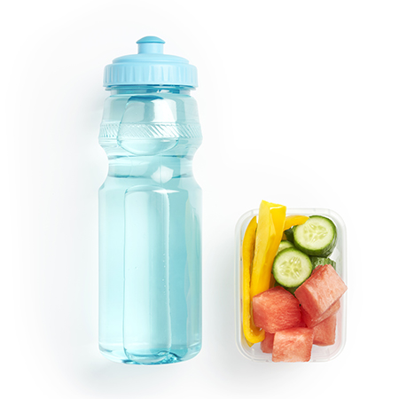 healthy lunchbox and bottle of water