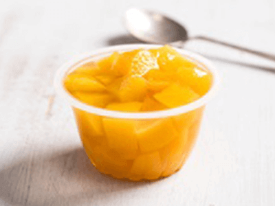 diced peaches in cup