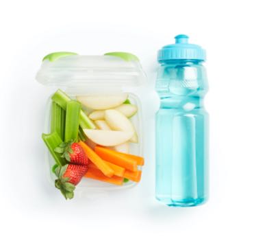 Healthy lunchbox and waterbottle