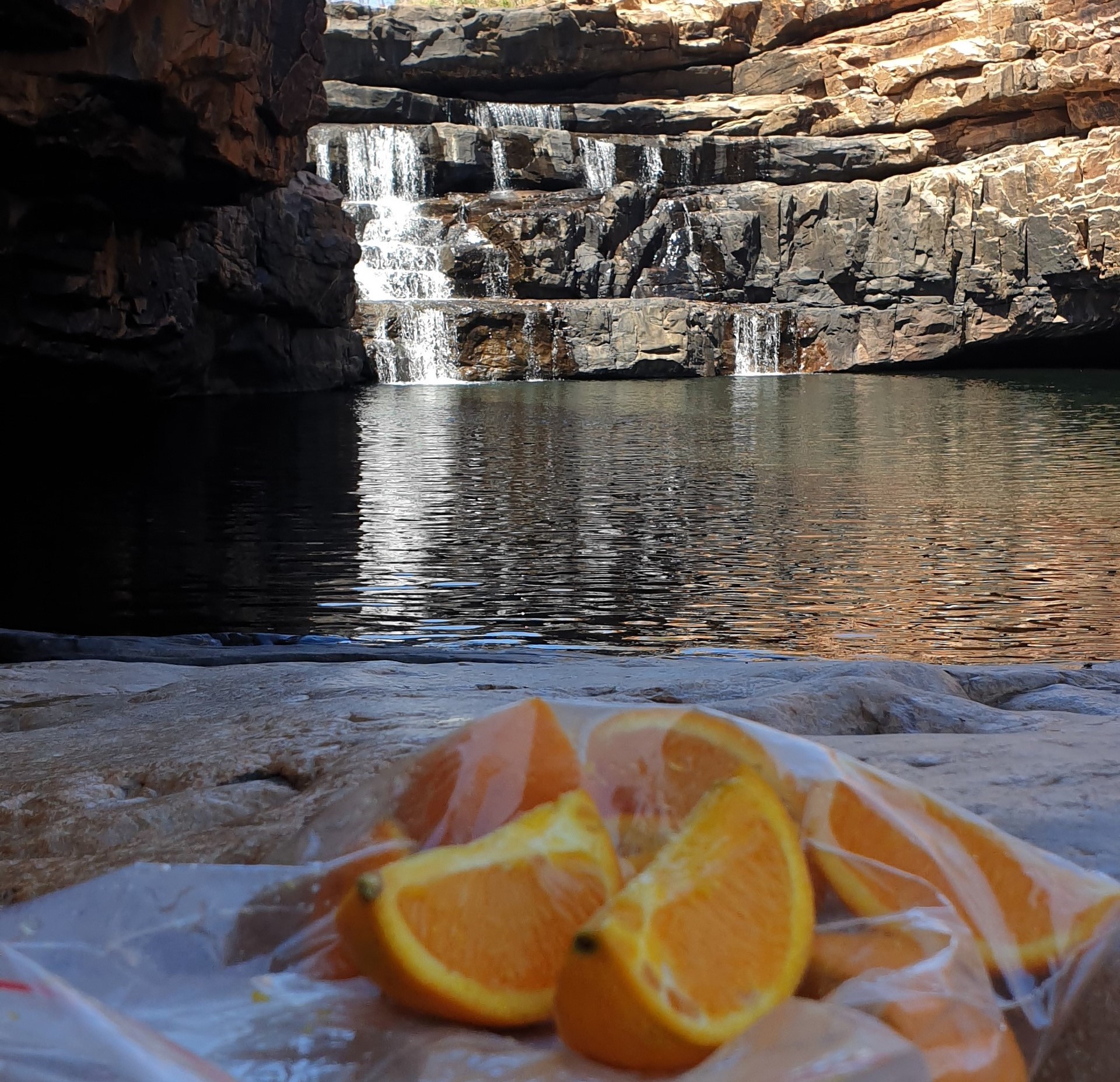 Oranges and waterfall