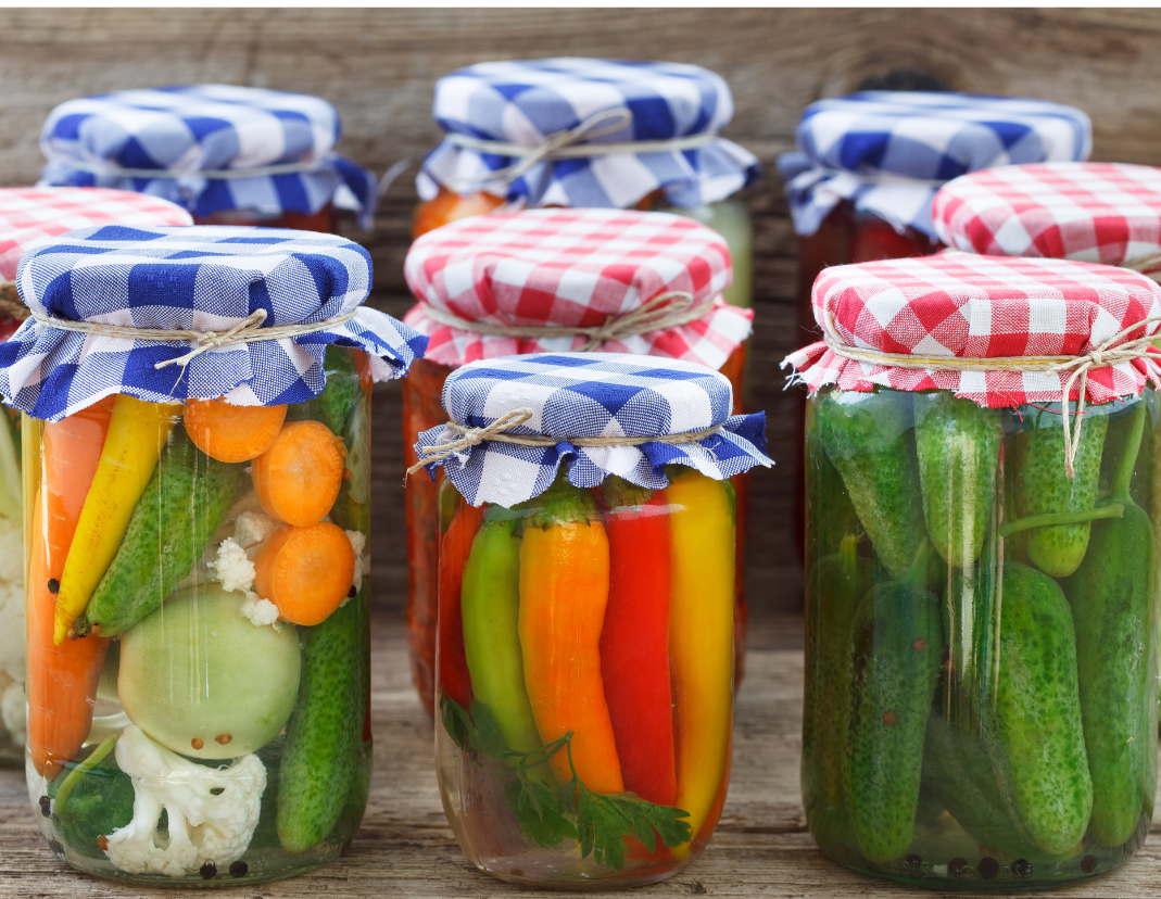 Fermented vegetables in jars 