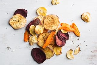 Baked vegie chips and other healthy snacks