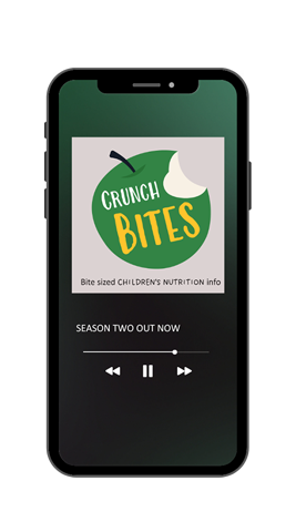 Crunch Bites Podcast phone mockup